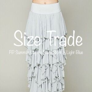 SIZE TRADE ONLY • RARE • Free People Summer Layers Maxi Skirt in Light Blue •